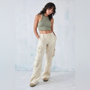 NWT - BDG Sand Linen Multi-Pocket Cargo Pant - Size XS